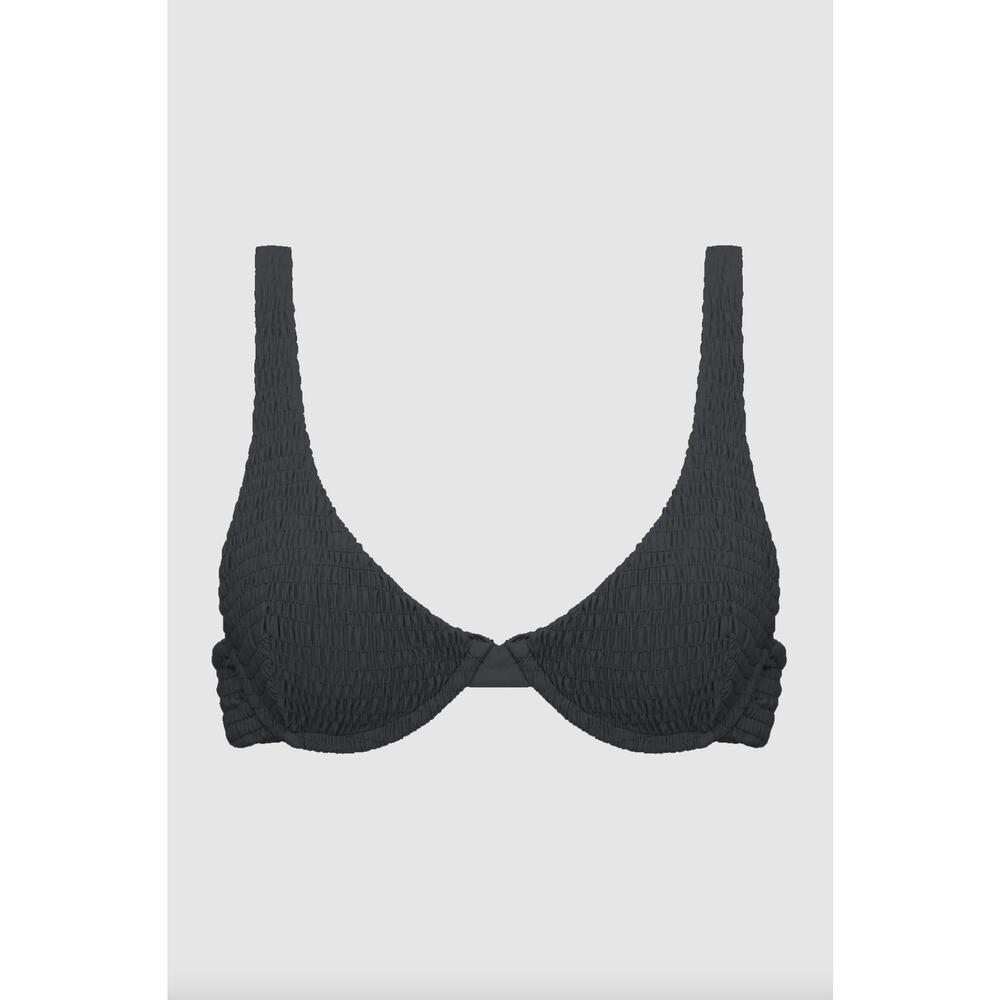 Acacia Swim GENEVA Smocked Bikini Top - Licorice -  Underwire - XL - NWT